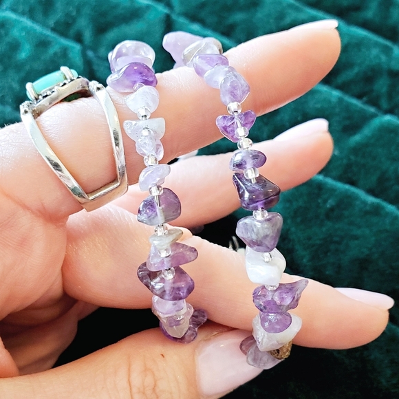 Amethyst and Mystic Druzy Chunky Wrap Bracelet - Picture 3 of 7